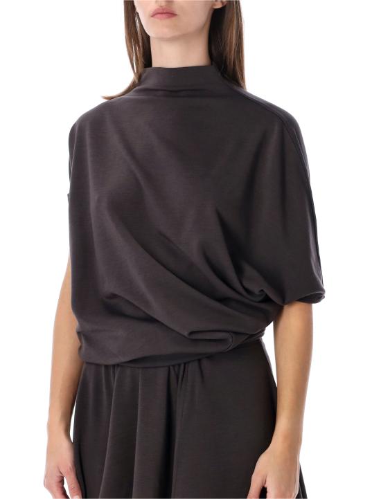 26FW 르메르 비대칭 드레이프 웨이스트 드레스 DR1179LJ1086 BR532 LIQUORICE - LEMAIRE
