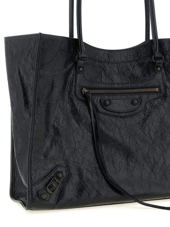 26FW 발렌시아가 가죽 로고 토트백 가방 8469212ABEK1000 Black - BALENCIAGA