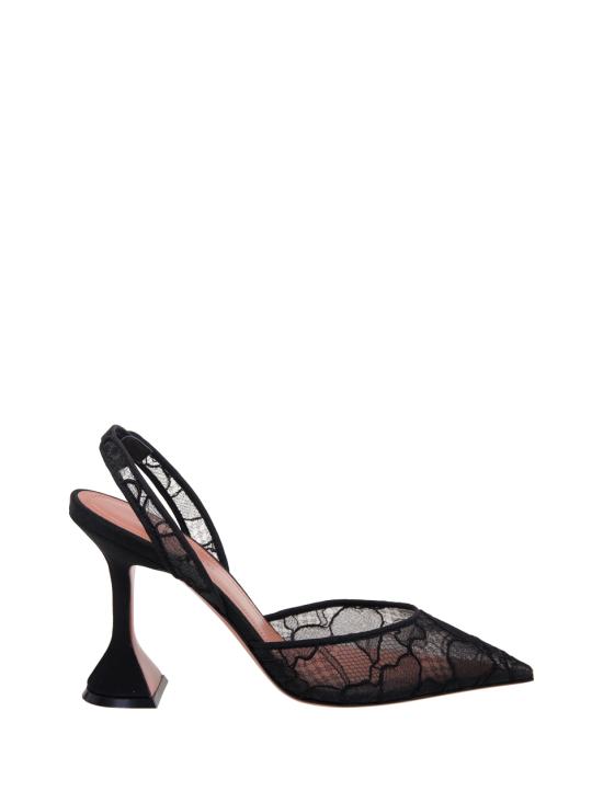 26FW 아미나 무아디 힐/펌프스 HOLLI LACE SLING 95 SATIN BLACK