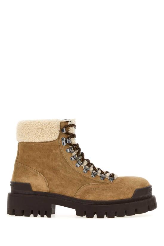 26FW 발렌시아가 컴뱃 스트라이크 스웨이드 시어링 윈터 부츠 A006QFWCG82 2290 Camel