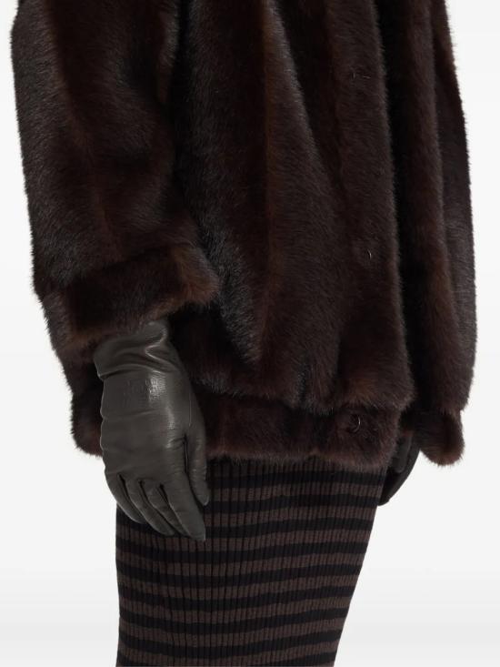 마르지엘라 장갑 메종  MM6 엠보싱 로고 가죽  브라운 - MAISON MARGIELA