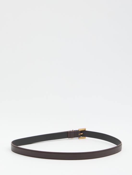 26FW 생로랑 카산드라 씬 스퀘어 버클 벨트 554465 BORDEAUX - SAINT LAURENT