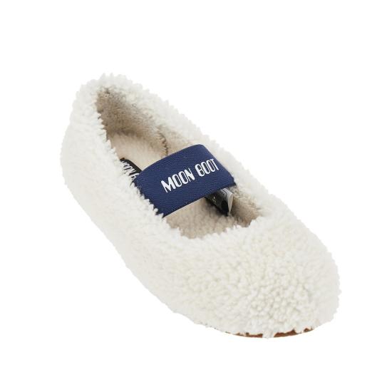 26FW 문부츠 시어링 퍼 발레리나 플랫슈즈 80D2400010 White - MOON BOOT