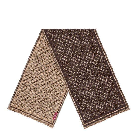 26FW 구찌 울 자카드 스카프 836264 4G3862079 BROWN - GUCCI