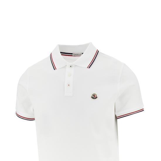 26FW 몽클레어 트리밍 코튼 피케 폴로 셔츠 L20918A7030084556 White - MONCLER