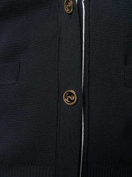 26FW 톰브라운 코튼 4바 밀라노 클래식 브이넥 가디건 FKC207A00219 NAVY415 - THOM BROWNE