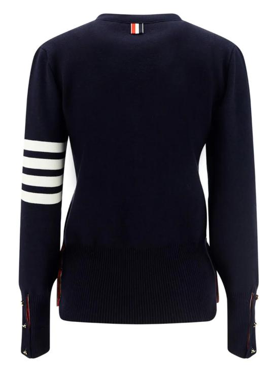 26FW 톰브라운 코튼 4바 밀라노 클래식 브이넥 가디건 FKC207A00219 NAVY415 - THOM BROWNE