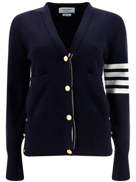 26FW 톰브라운 코튼 4바 밀라노 클래식 브이넥 가디건 FKC207A00219 NAVY415