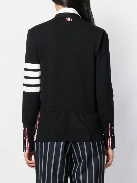26FW 톰브라운 코튼 4바 밀라노 클래식 브이넥 가디건 FKC207A00219 NAVY415 - THOM BROWNE
