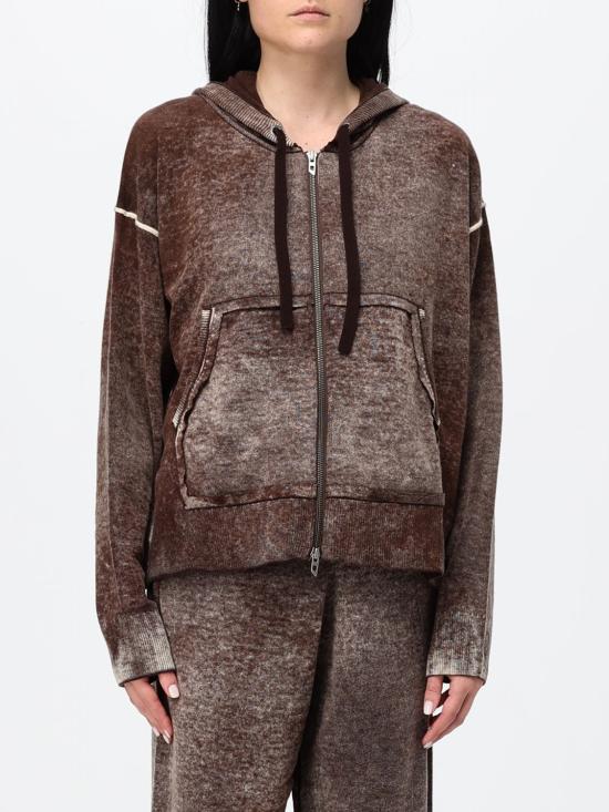 26FW 디젤 M-Hermine 리버스 프린트 울 후드 가디건 A220360TKCY 7BB Brown