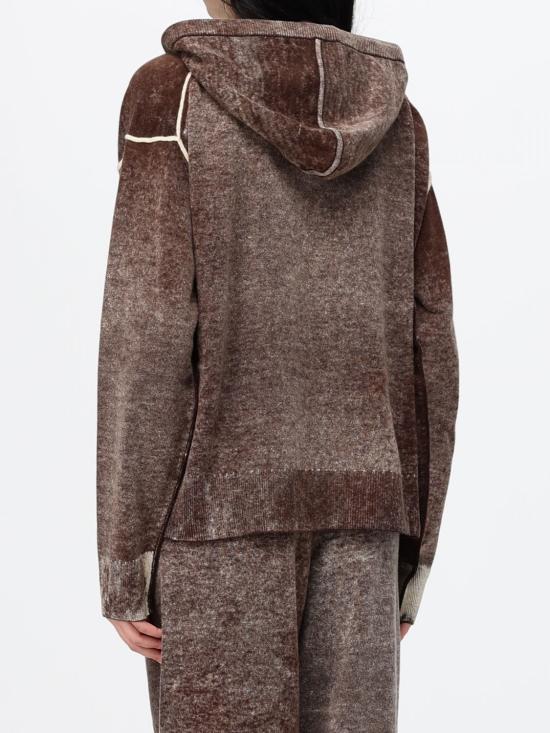 26FW 디젤 M-Hermine 리버스 프린트 울 후드 가디건 A220360TKCY 7BB Brown - DIESEL