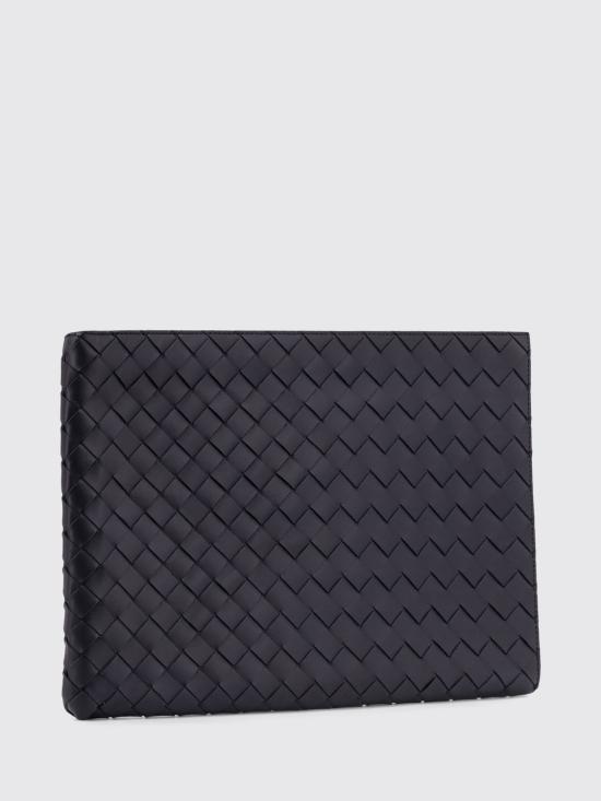 26FW 보테가베네타 인트레치아토 하프 지퍼 파우치 607479VCPQ5 1225 Black - BOTTEGA VENETA