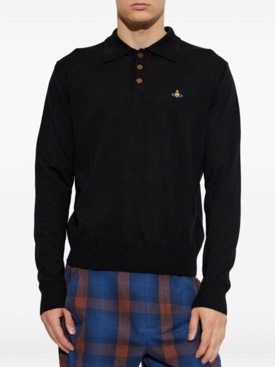 26FW 비비안웨스트우드 마크 롱 슬리브 폴로 니트 셔츠 2701003N Y005E N401 Black - VIVIENNE WESTWOOD