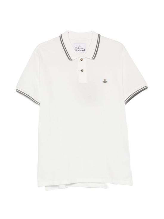 26FW 비비안웨스트우드 스크리블 체크 코튼 반팔 폴로 셔츠 2H01000Y J00AU A401 White