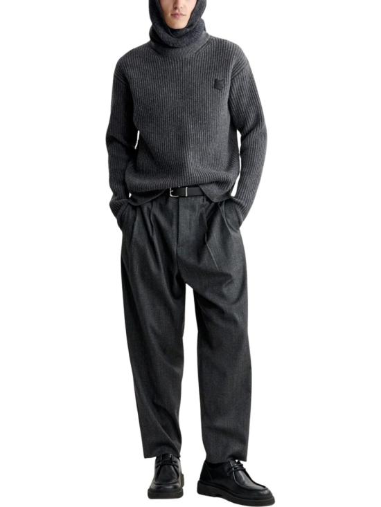 26FW 메종키츠네 폭스 헤드 울 립드 스웨터 PM00811KT1149P190 Grey - MAISON KITSUNE