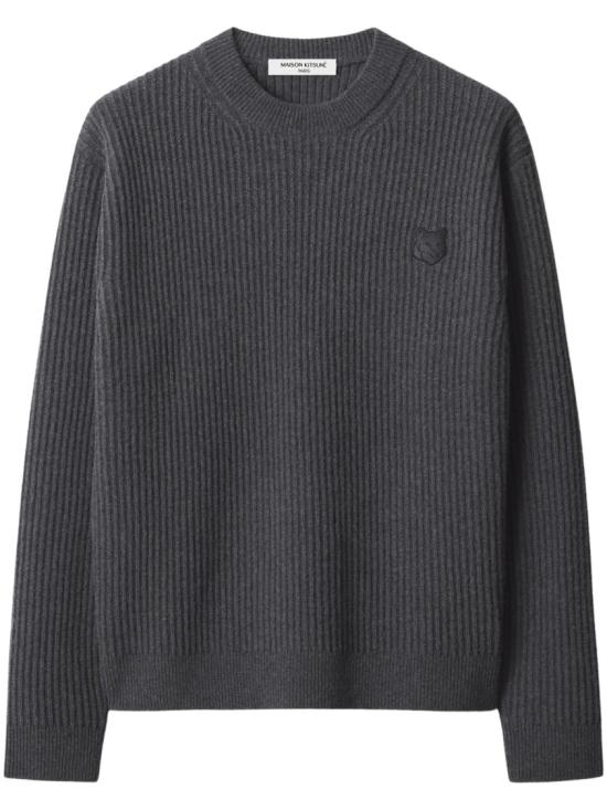 26FW 메종키츠네 폭스 헤드 울 립드 스웨터 PM00811KT1149P190 Grey