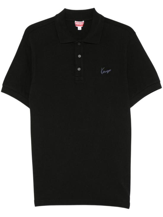 26FW 겐조 시그니처 엠브로이드 슬림 코튼 폴로 셔츠 FG65PO1554PU99J Black