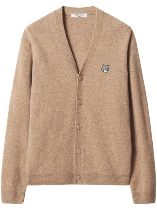26FW 메종키츠네 폭스 헤드 램스울 컴포트 가디건 PM00502KT10060549 Brown