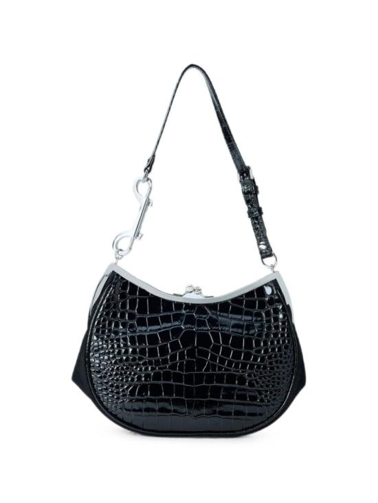 26FW 비비안웨스트우드 카프스킨 스몰 로고 토트백 4B01000PW L0098 N401 Black - VIVIENNE WESTWOOD