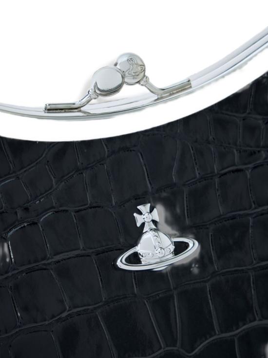 26FW 비비안웨스트우드 카프스킨 스몰 로고 토트백 4B01000PW L0098 N401 Black - VIVIENNE WESTWOOD