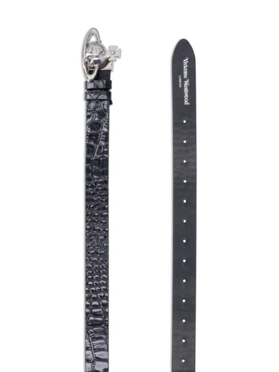 26FW 비비안웨스트우드 ORB 로고 가죽 벨트 82010087U L0098 N401 Black - VIVIENNE WESTWOOD