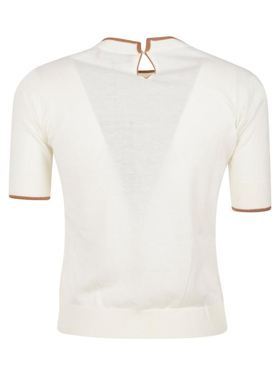 26FW 막스마라 콘트라스트 트리밍 실크 울 니트 콘트라스트 트리밍 실크 울 니트 2626366081600 012 White - MAX MARA