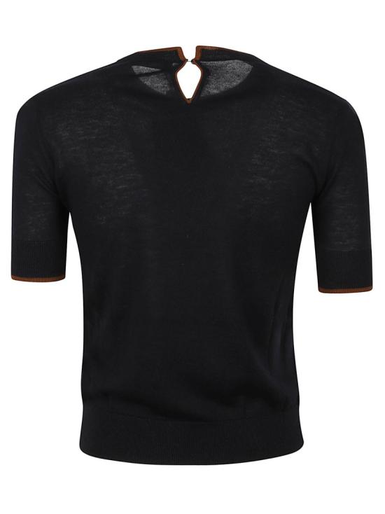 26FW 막스마라 콘트라스트 트리밍 실크 울 니트 콘트라스트 트리밍 실크 울 니트 2626366081600 014 Black - MAX MARA