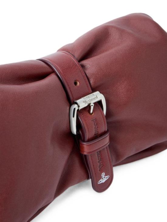 26FW 비비안웨스트우드 하트 레더 오르브 클러치 파우치 49030004W L00BX D405 Burgundy - VIVIENNE WESTWOOD