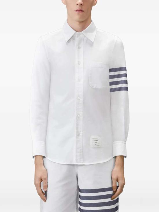 26FW 톰브라운 긴팔 셔츠 MWL272AF1211 WHITE NAVY 104 - THOM BROWNE