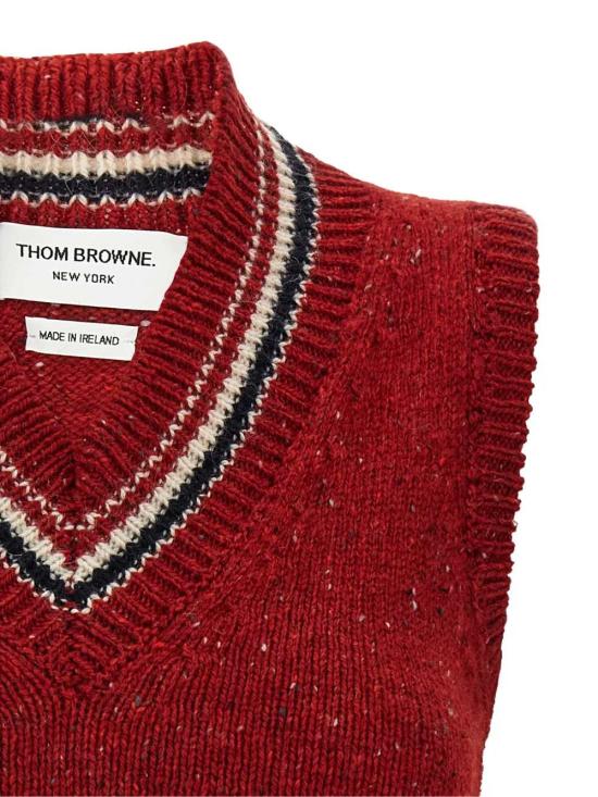 26FW 톰브라운 도니골 RWB 스트라이프 헥터 포인텔 베스트 FKV233AY1506 RED 600 - THOM BROWNE
