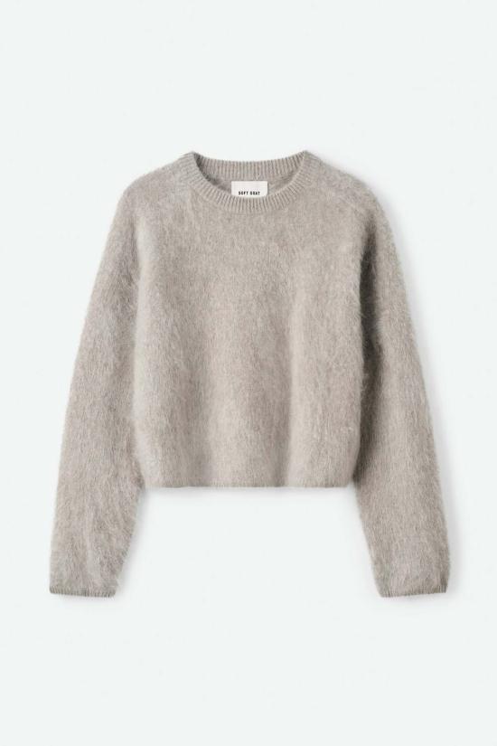  소프트 고트 스웨터 부드러운 염소털 브러시드 크루넥  그레이지 - SOFT GOAT