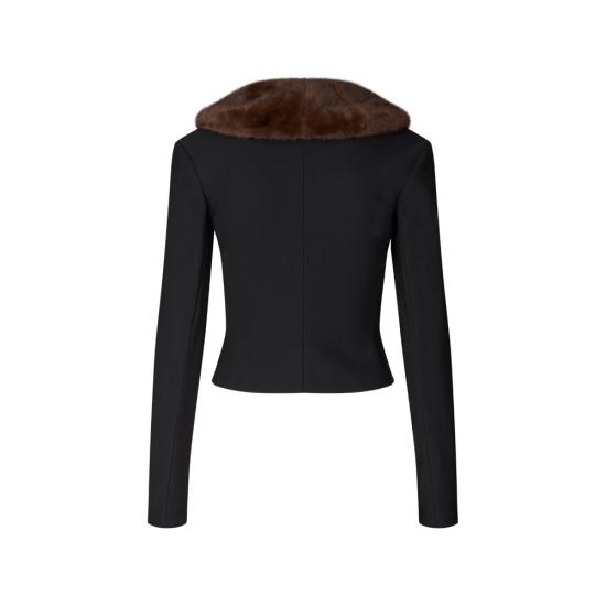 27SS 로테이트 자켓 117355100 FAUX FUR 100 BLACK - ROTATE