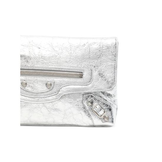 26FW 발렌시아가 르 시티 메탈 램스킨 클러치 873386 2AA9R 8122 SILVER - BALENCIAGA