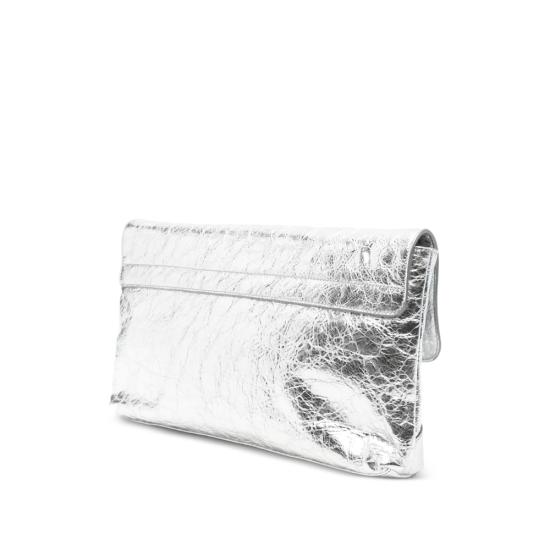 26FW 발렌시아가 르 시티 메탈 램스킨 클러치 873386 2AA9R 8122 SILVER - BALENCIAGA