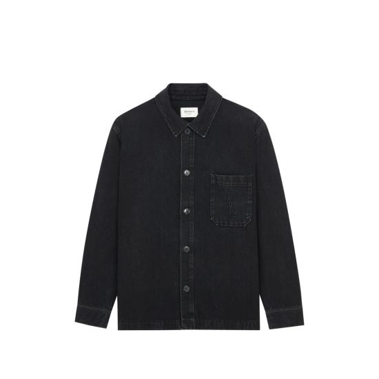 26FW 생로랑 카산드르 데님 오버셔츠 A007M4 Y07YD 1238 BLACK
