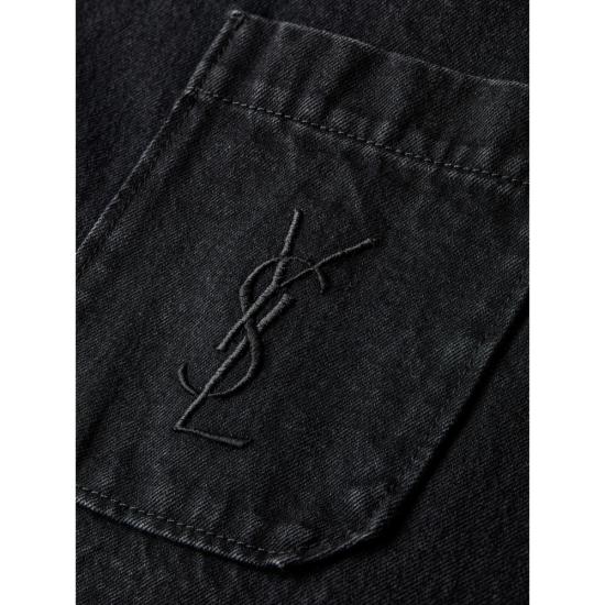 26FW 생로랑 카산드르 데님 오버셔츠 A007M4 Y07YD 1238 BLACK - SAINT LAURENT