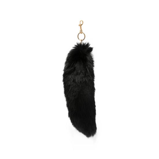 26FW 발렌시아가 플러시 텍스타일 테일 참 키링 873524 2ACNK 1000 BLACK