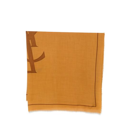 26FW 생로랑 로고 프린트 프레이드 울 스카프 A002CB 3Y200 7764 BROWN