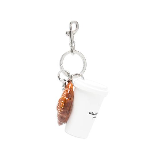 26FW 발렌시아가 커피 컵 참 키링 873198 2ACMA 8486 WHITE BROWN