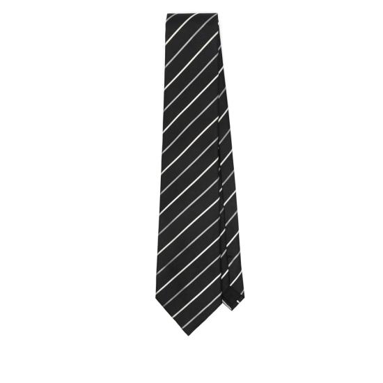 26FW 생로랑 와이드 타이 스트라이프 실크 자카드 825065 3Y009 1088 BLACK