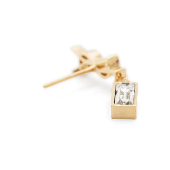 26FW 생로랑 메탈 라인스톤 카산드르 싱글 이어링 746624 Y1526 8066 GOLD - SAINT LAURENT