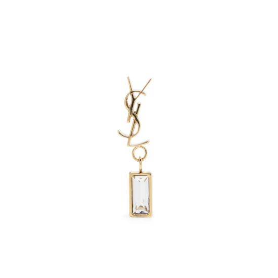 26FW 생로랑 메탈 라인스톤 카산드르 싱글 이어링 746624 Y1526 8066 GOLD