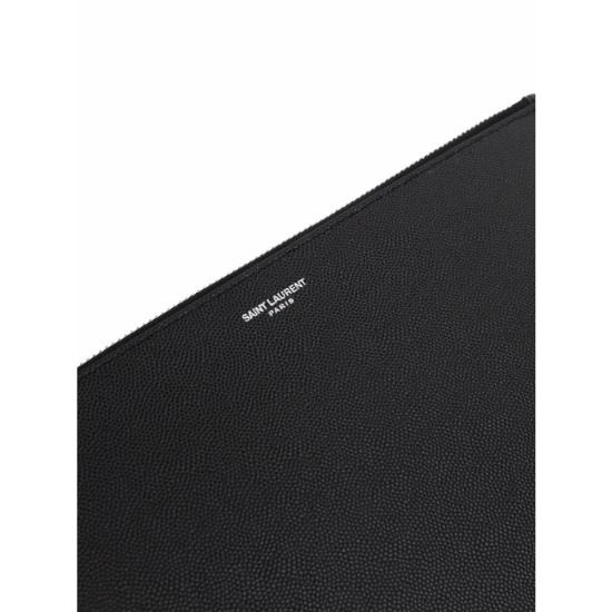 26FW 생로랑 엠보스 레더 파리 지퍼 태블릿 홀더 683865 BTY0N 1000 BLACK - SAINT LAURENT