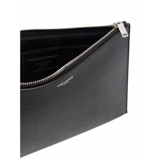 26FW 생로랑 엠보스 레더 파리 지퍼 태블릿 홀더 683865 BTY0N 1000 BLACK - SAINT LAURENT