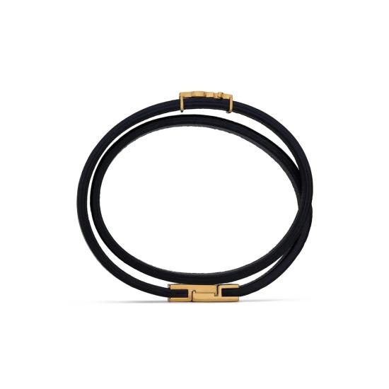 26FW 생로랑 브레이슬릿 745602 BL40J 1000 BLACK GOLD - SAINT LAURENT