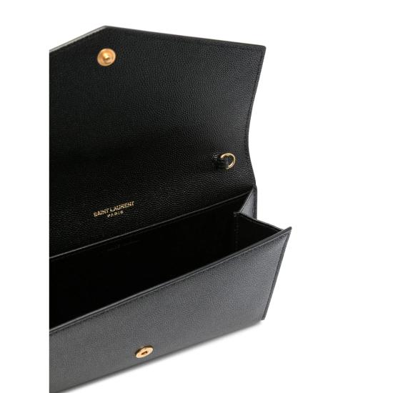 26FW 생로랑 그레인 레더 업타운 체인 지갑 607788 1GF0J 1000 BLACK - SAINT LAURENT