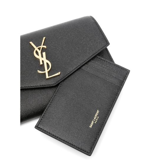 26FW 생로랑 그레인 레더 업타운 체인 지갑 607788 1GF0J 1000 BLACK - SAINT LAURENT