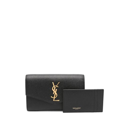 26FW 생로랑 그레인 레더 업타운 체인 지갑 607788 1GF0J 1000 BLACK - SAINT LAURENT