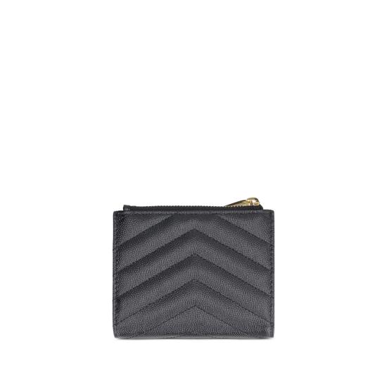 26FW 생로랑 그랑 드 뿌드르 엠보스드 레더 모노그램 2단 지갑 575879 BOW01 1000 BLACK - SAINT LAURENT