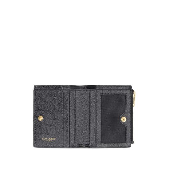 26FW 생로랑 그랑 드 뿌드르 엠보스드 레더 모노그램 2단 지갑 575879 BOW01 1000 BLACK - SAINT LAURENT